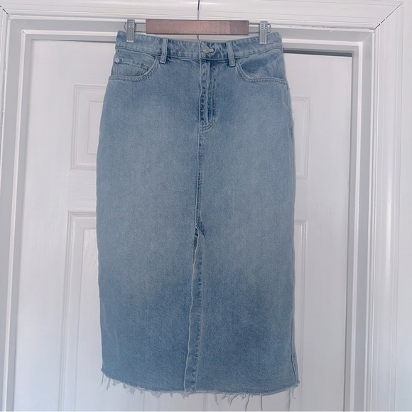 We The Free Wilshire Midi Denim Skirt 29 Blue - Picture 3 of 9